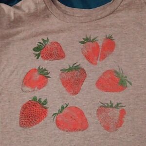 Gray Strawberry Cropped T-Shirt
